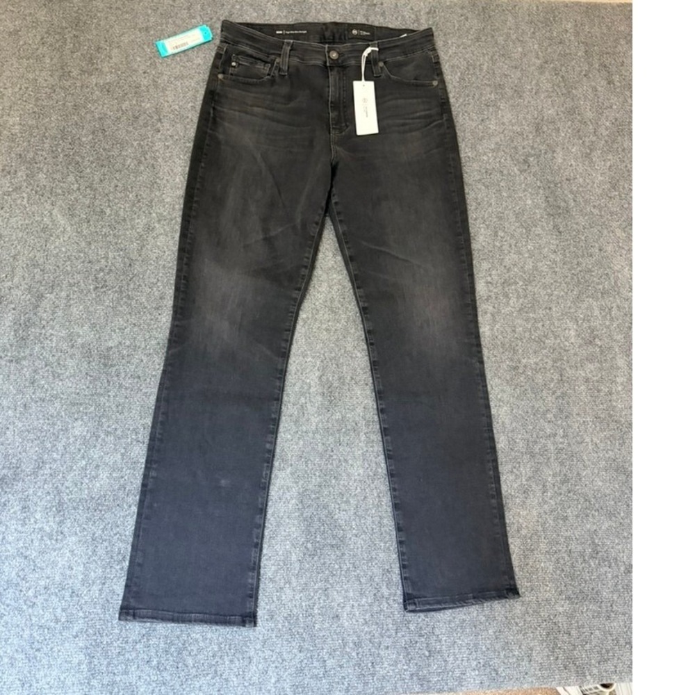 AG Adriano Goldschmied Mari High Rise Slim Straight Black Jeans Size 14 NWT